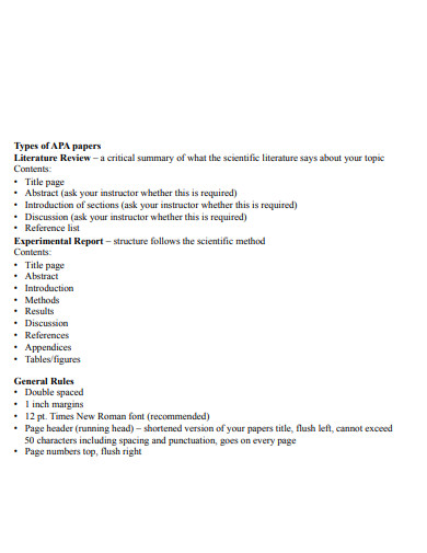 types of apa paper literature review