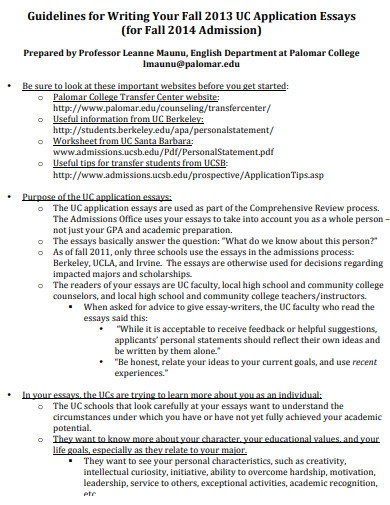 uc essay guidelines