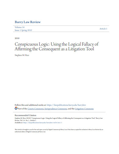 using the logical fallacy of affirming the consequent as a litigation tool