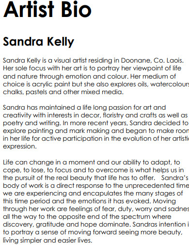 Artist Bio 29 Examples Google Docs Word PDF Apple Pages