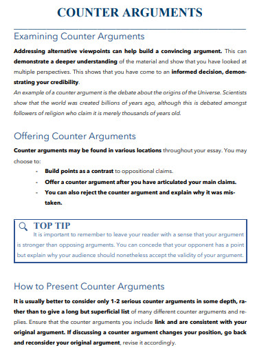 counter argument examples research paper