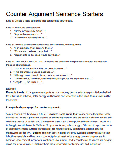 counter argument thesis statement examples