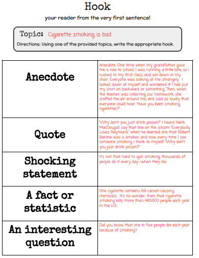 sentence starters for a hook in an essay