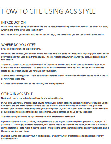 29+ ACS Citation Example in PDF | Examples