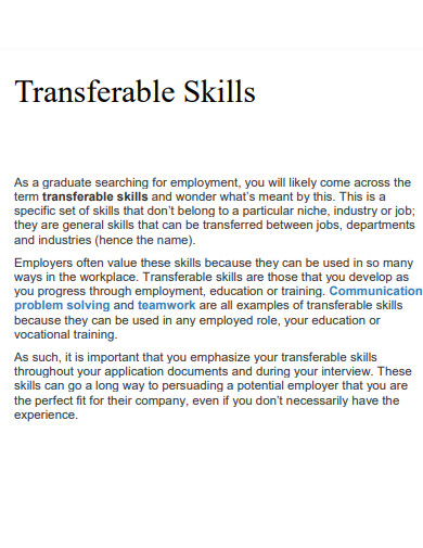 transferable skills business plan