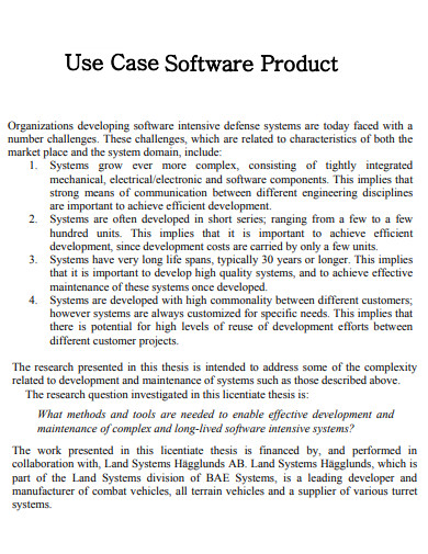 software Use CaseS