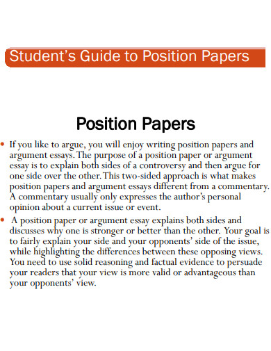 example of a position paper on education