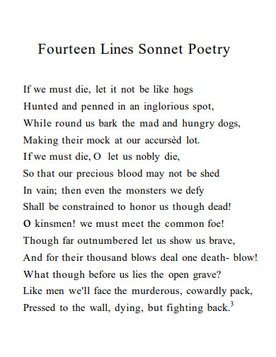 14 lines sonnet poem example