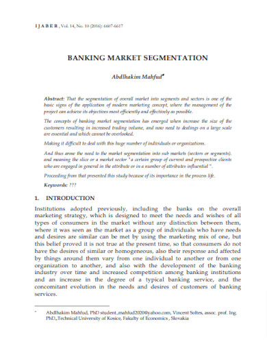 banking market segmentation example