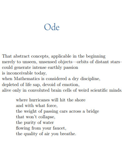 basic ode poem example