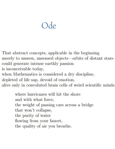 Ode Poem - 30+ Examples, Format, How to Write, PDF