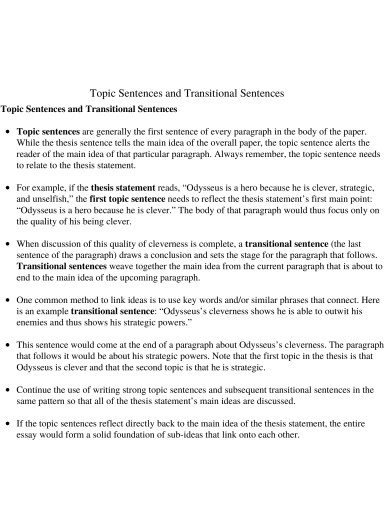 basic transition sentences