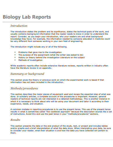 Biology Lab Report