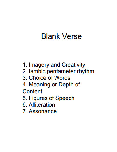 blank verse criteria example
