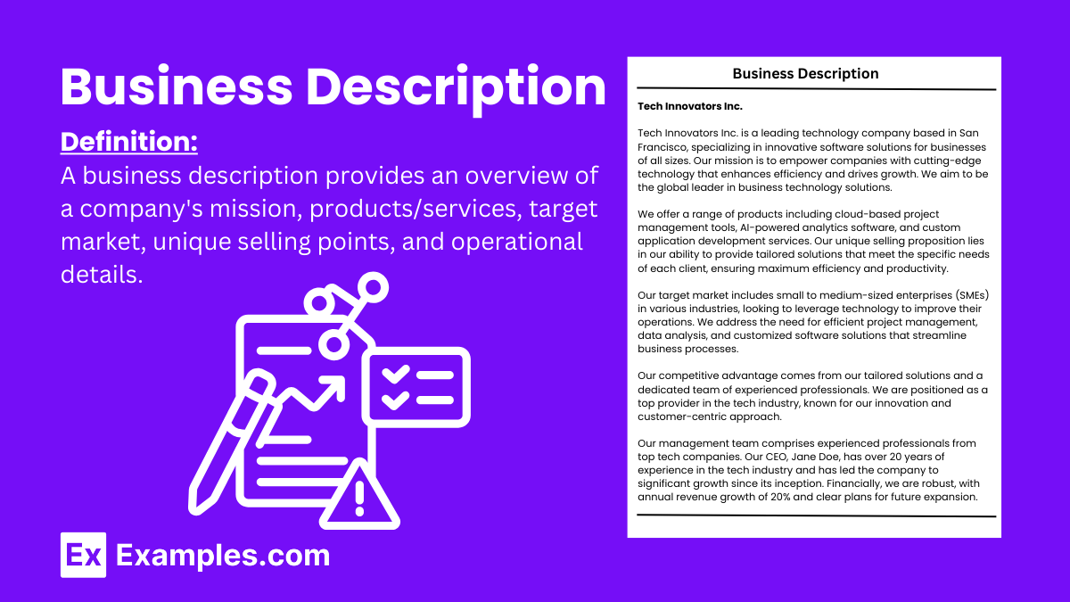 business description for a business plan