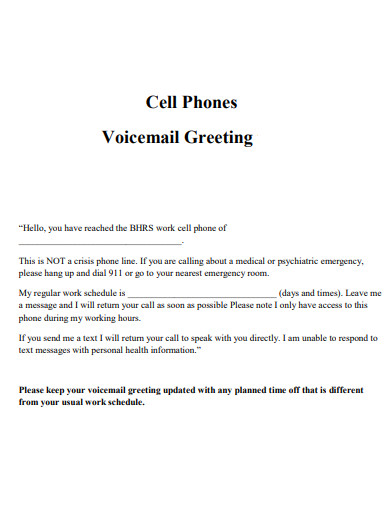 cell phone voicemail greeting