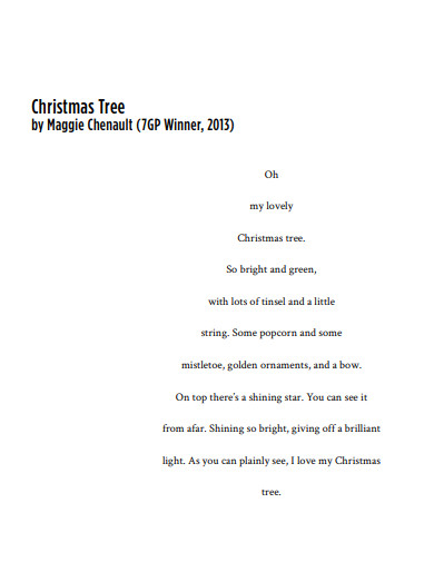 christmas tree concrete poem example