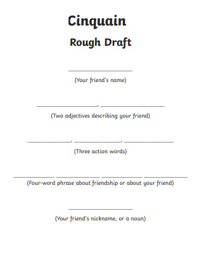 cinquain poem rough draft example