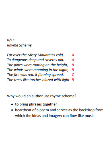 class 10 rhyme scheme example