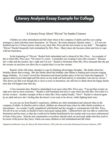 college literary analysis essay