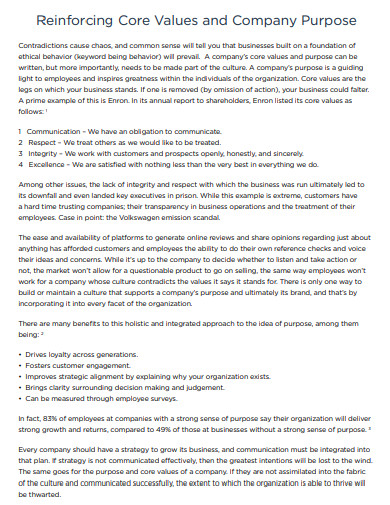 30+ Company Values Examples in PDF | Examples