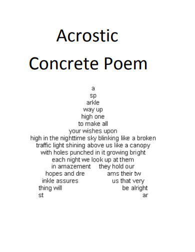 concrete acrostic poem example