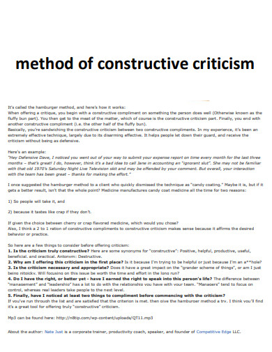 constructive criticism method 