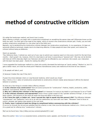 30 Constructive Criticism Examples In Pdf Examples 