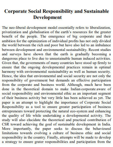 corporate social responsibility sustainable development