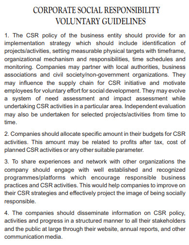corporate social responsibility voluntary