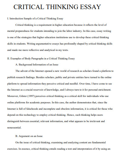critical thinking essay