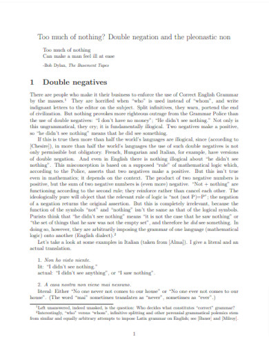 Double Negation and the Pleonastic