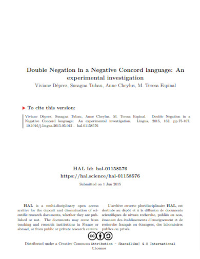 double negation in a negative concord language