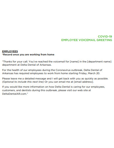 employee voicemail greeting