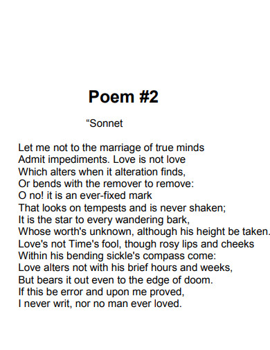 famous sonnet poem example
