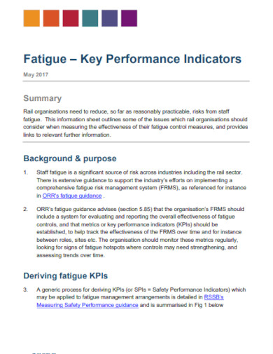 fatigue key performance indicators example