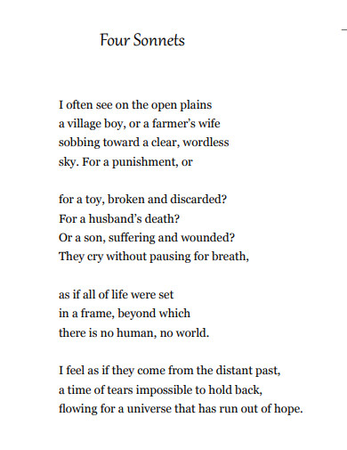 four sonnet poem example