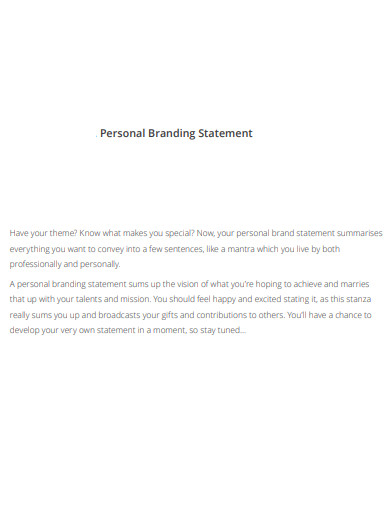 free personal brand statement