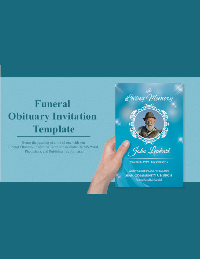 funeral obituary invitation template