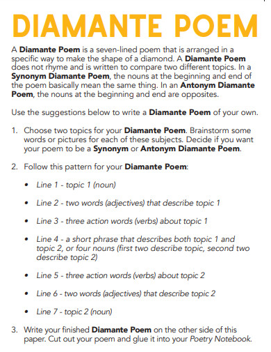 generic diamante poem example
