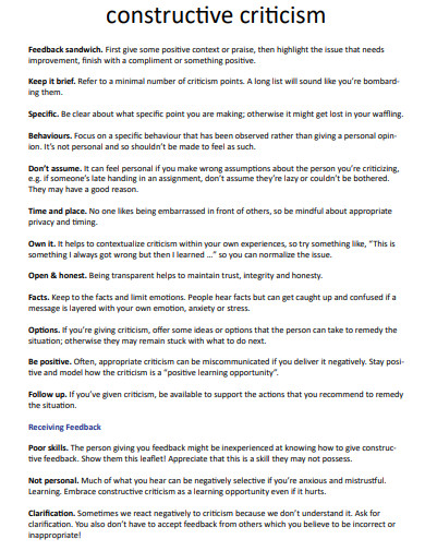 30+ Constructive Criticism Examples in PDF | Examples