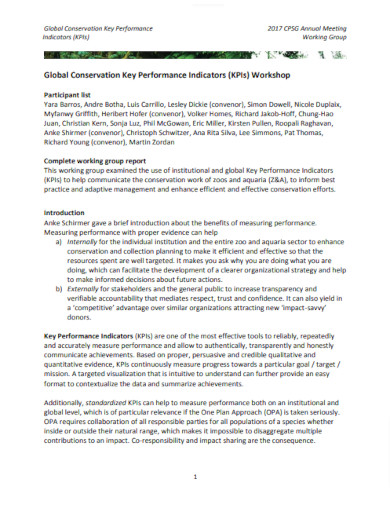 global conservation key performance indicators workshop