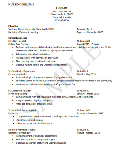grad school nursing resume example