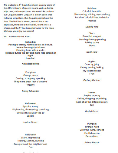 Cinquain Poem - 40+ Examples, How to Write, PDF