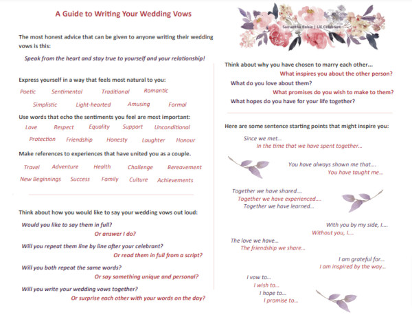 guide to writing your wedding vows