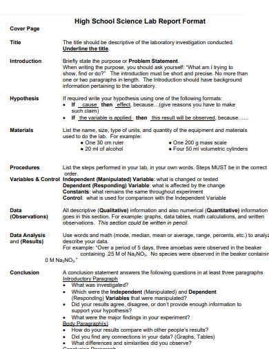 lab report example biology