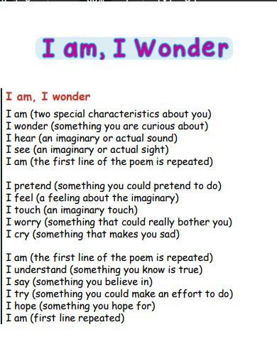 i am i wonder poem example