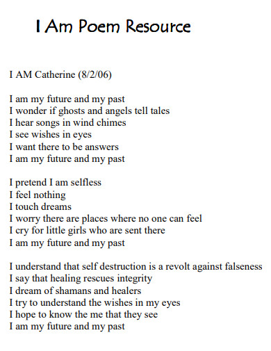i am poem resource example
