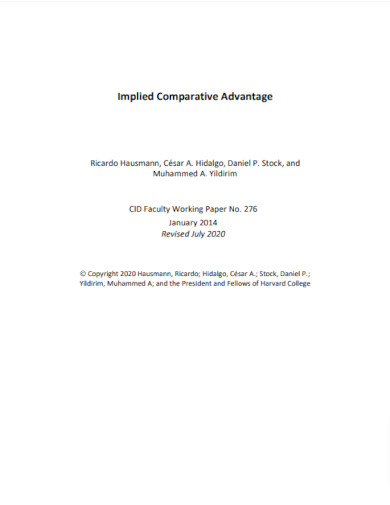implied comparative advantage example