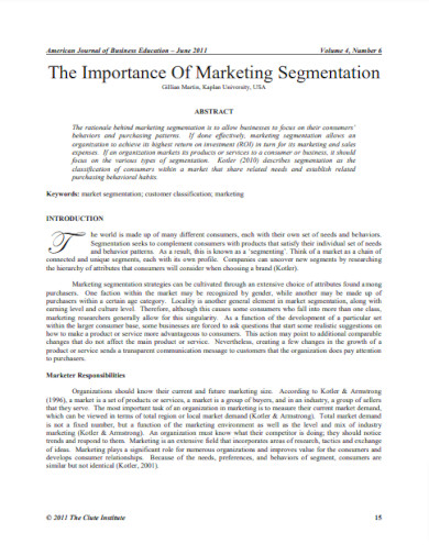 importance of marketing segmentation example
